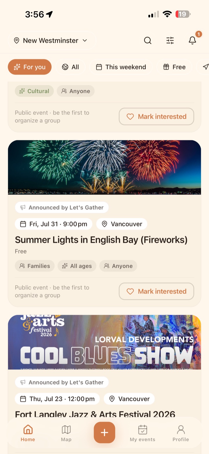 Events feed
