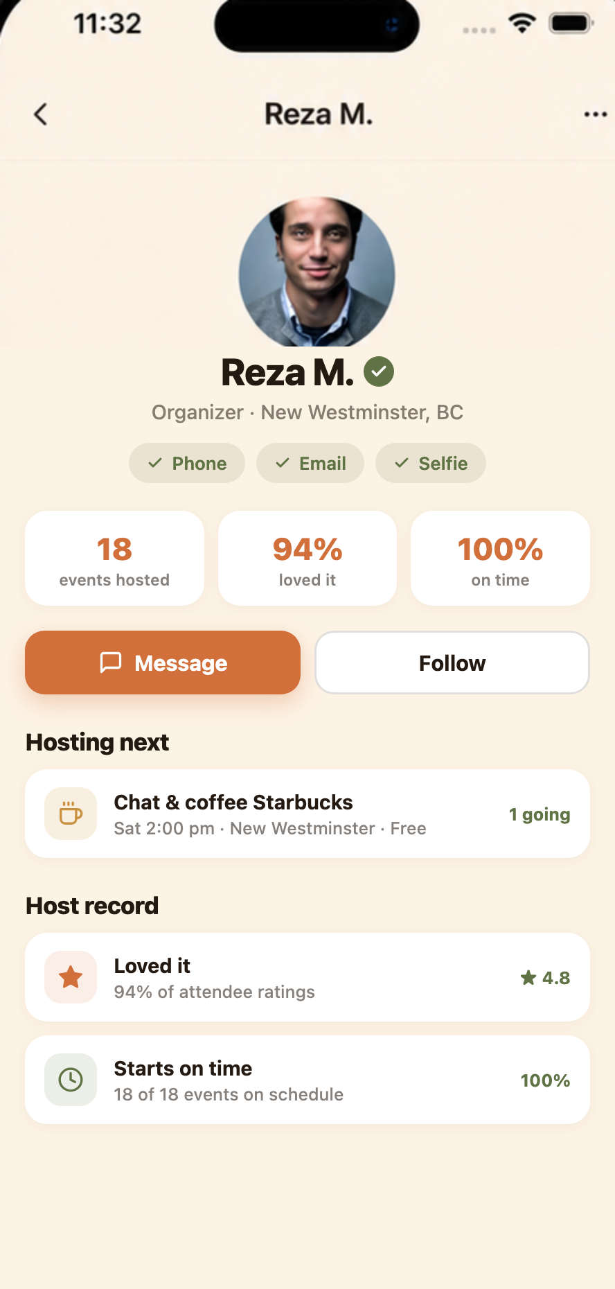 Organizer profile